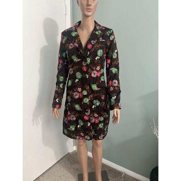 Johnny Was Women's Embroidered Floral Long Sleeve Black Duster Jacket medium - Picture 4 of 11